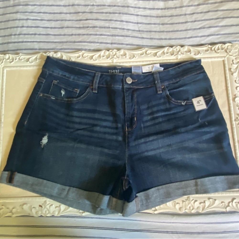 Time and Tru Blue Jean Shorts Cuffed Hem